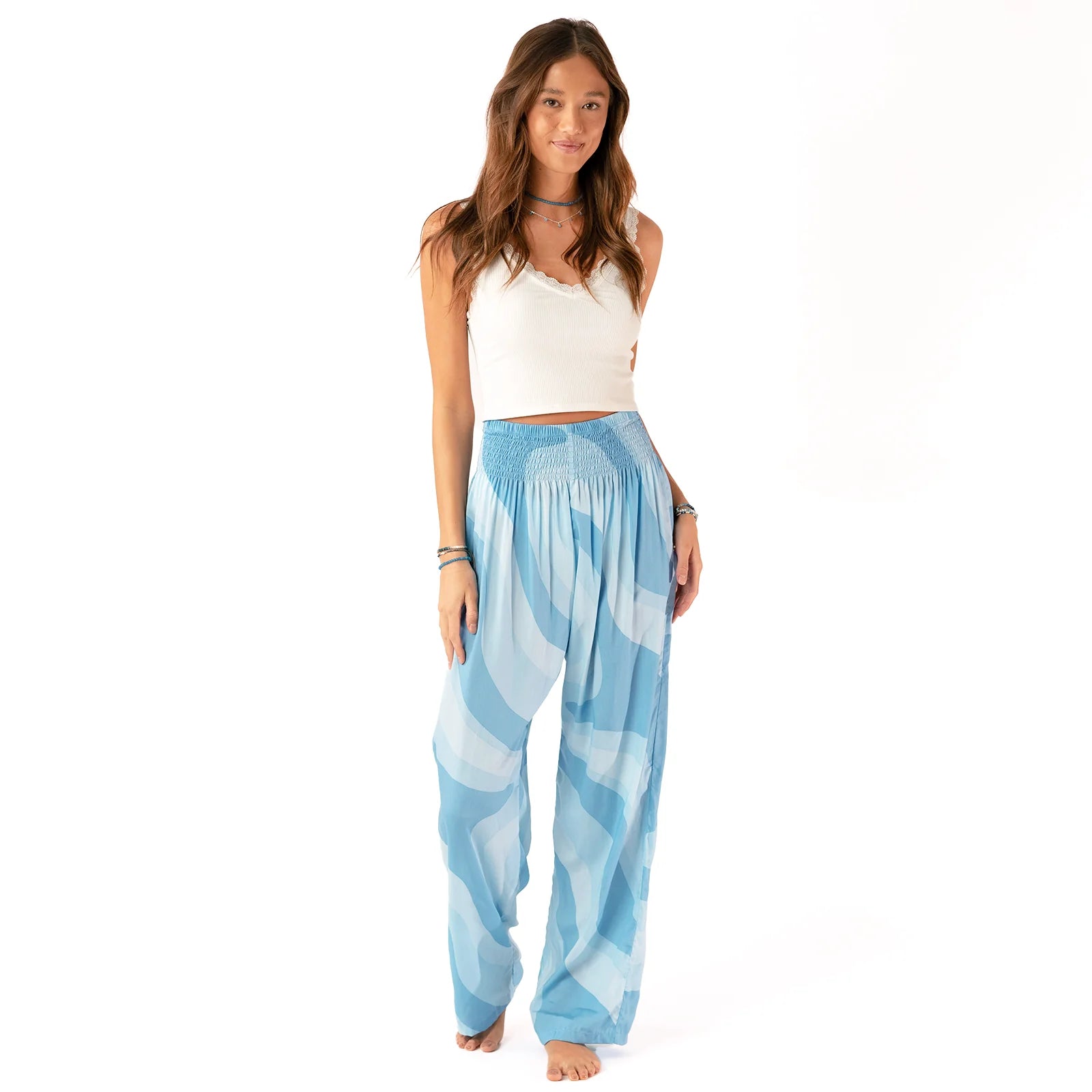 Lotus and Luna - Wide Leg Pants Blue Lagoon Chic Faux Leather Pants
