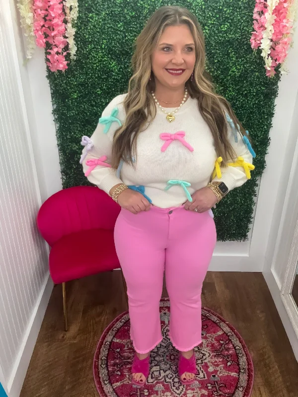 Aspen Pink High Waisted Flare Pants Cozy Full-Length Pants