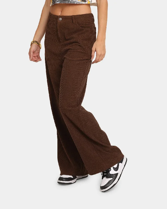 XXIII Women's Kamila Corduroy Pants Chocolate High-Waist Jeans