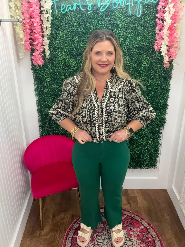 Aspen Emerald High Waisted Wide Flare Pants Formal Stretch Pants