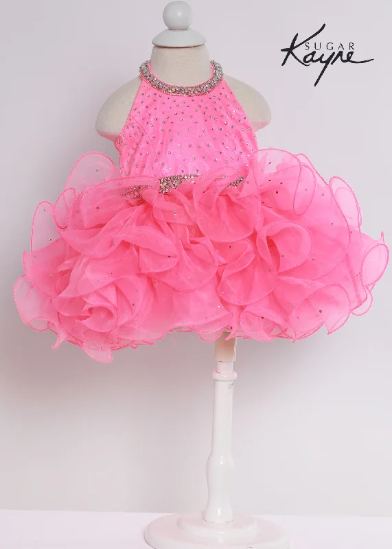Sugar Kayne C220 Girls Baby Halter Cupcake Ruffle Pageant Dress Corset Formal Gown