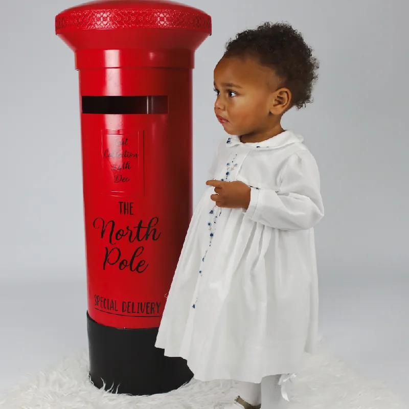 New In Sarah Louise Girls Ivory & Blue Smocked Dress