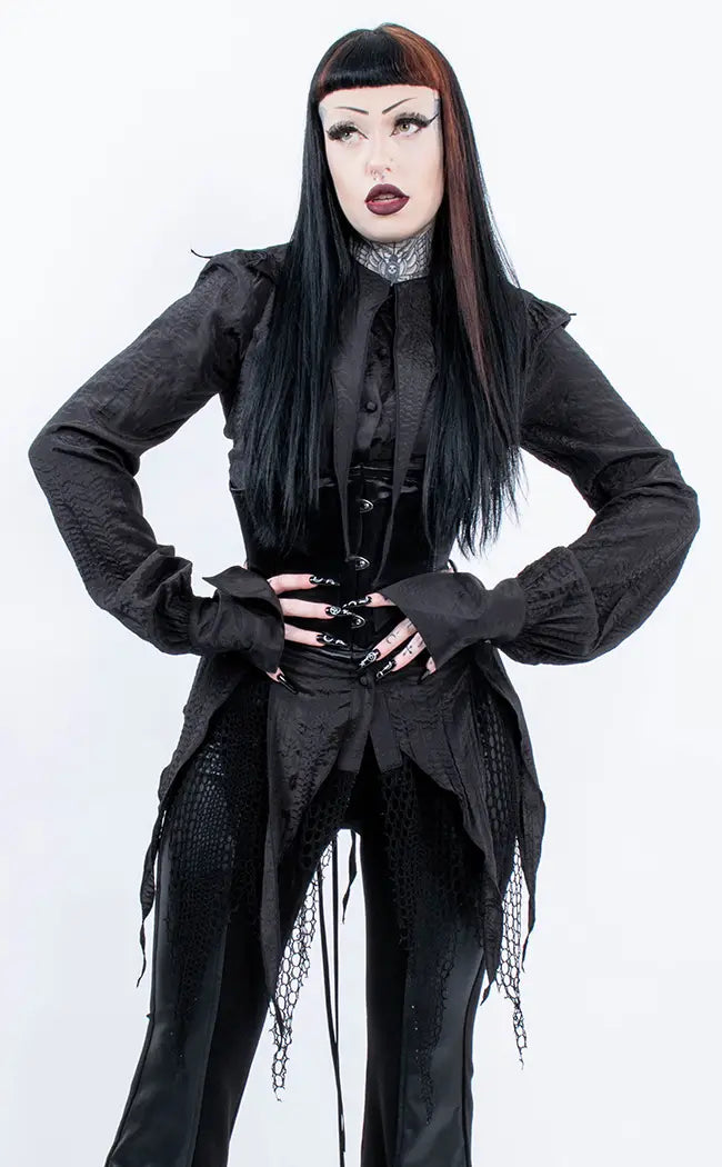 Apophis Bat Collar Blouse Soft Satin Blouse