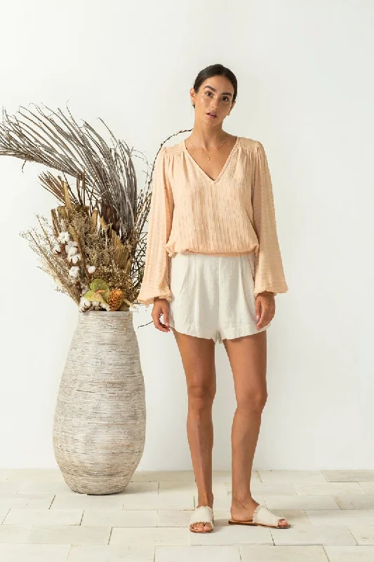 Bird & Kite - Liliana Blouse - Stripe Peach Bell Sleeve Blouse