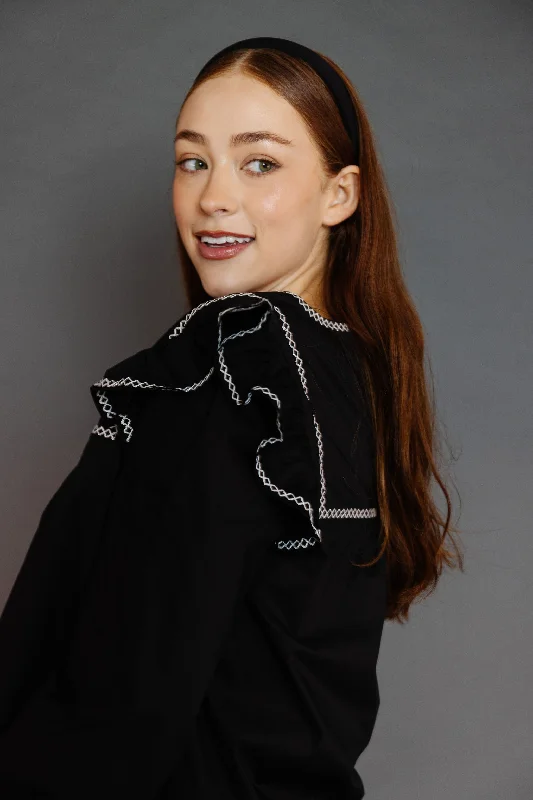 Covington Blouse in Black Asymmetric Hem Blouse