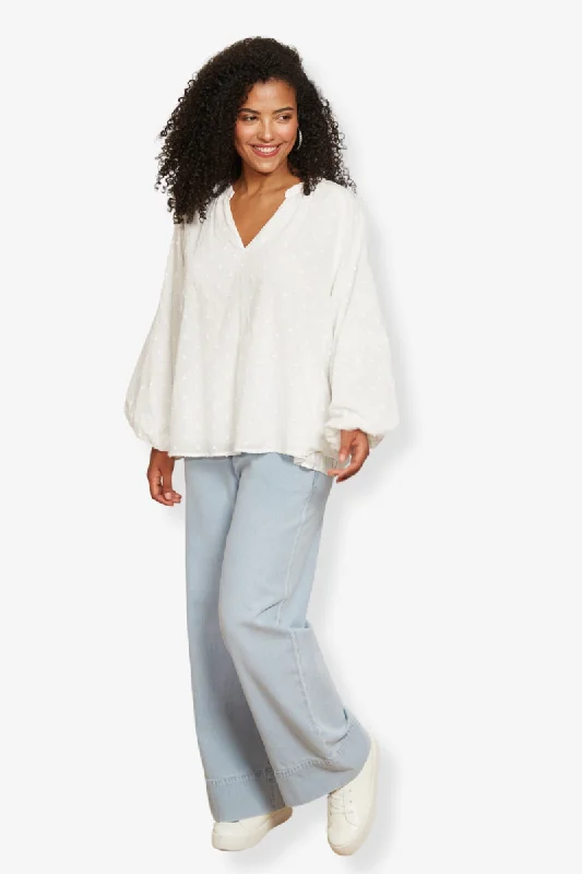 Eb & Ive - Zephyr Blouse - Opal Ruffled Neck Blouse