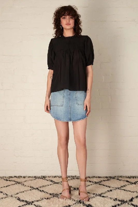 Esmaee - Clara Blouse - Black Subtle Shimmer Blouse