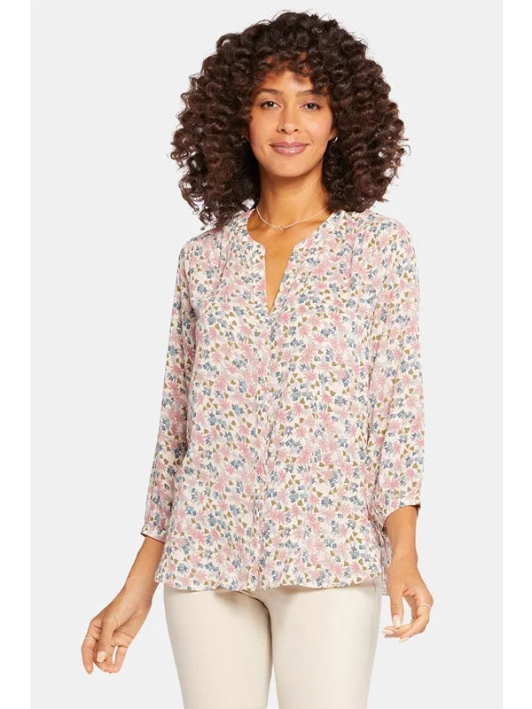 Floral Pintuck Blouse - Harlowe Hill Floral Print Blouse