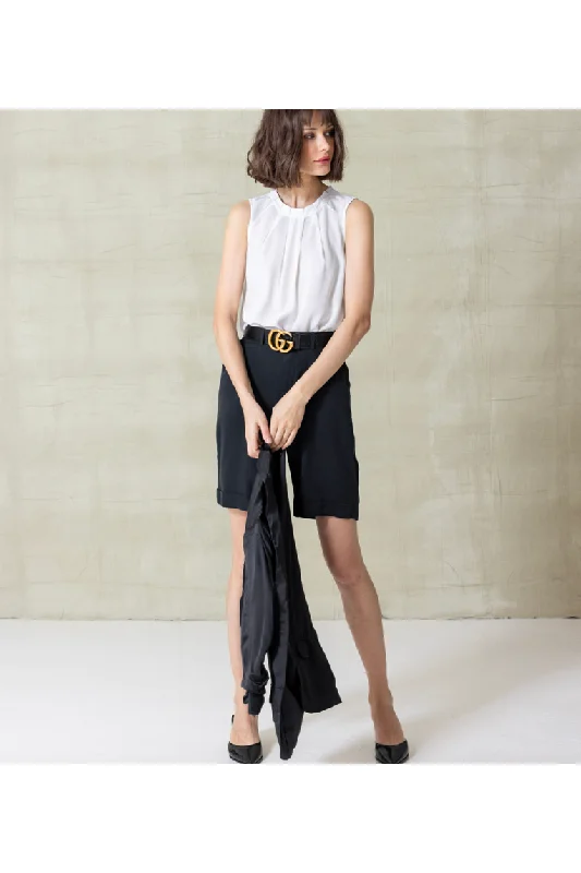 go by Go Silk Go Tuck It Away Blouse T1685 | White Elegant Embroidery Blouse