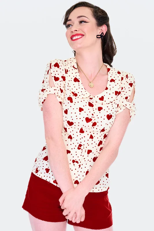 Heart & Dot Blouse by Voodoo Vixen Office Formal Blouse