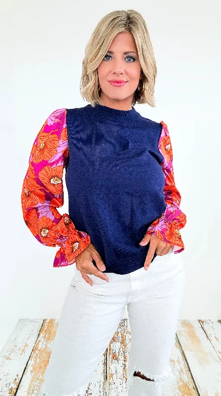 Blossom Belle Colorblock Blouse Puff Sleeve Blouse