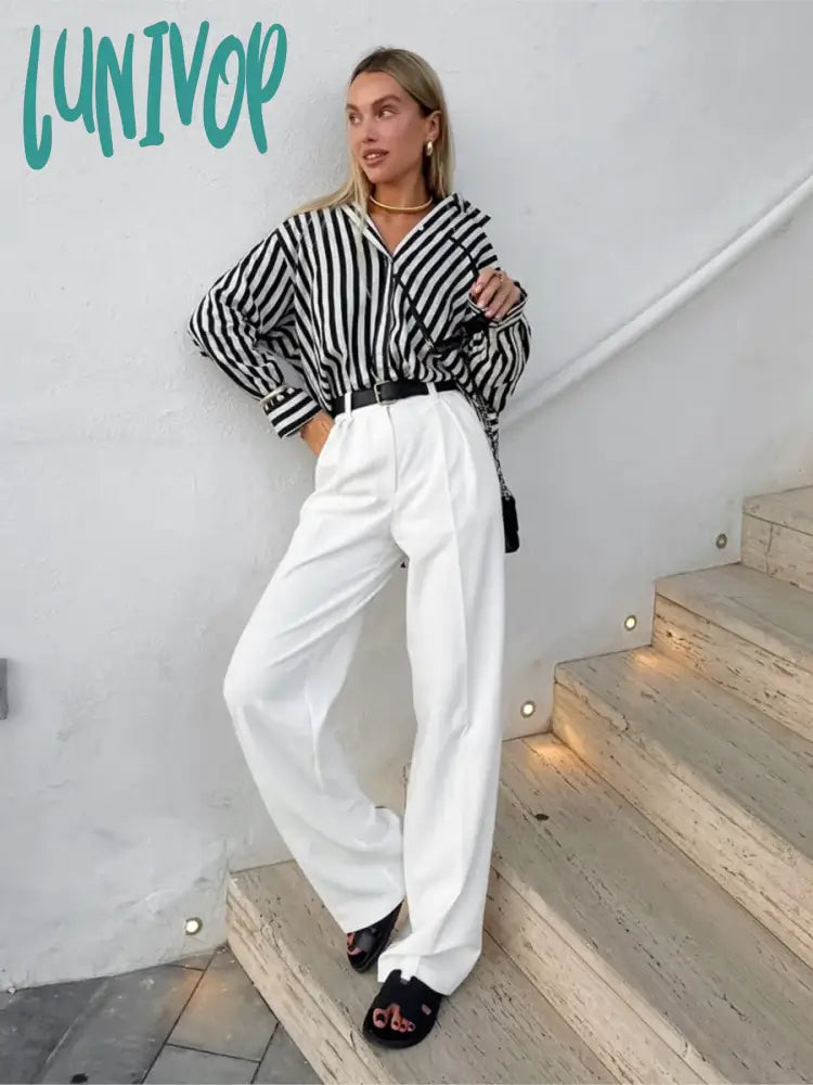 Lunivop Classic Black Striped Blouse Women Spring Long Sleeve Single Breasted Lapel Collar Blouses Casual Fashion Shirt Tops 2024 New Casual Relaxed Blouse Lunivop Classic Black Striped Blouse Women Spring Long Sleeve Single Breasted Lapel Collar Blouses Casual Fashion Shirt Tops 2024 New Casual Relaxed Blouse