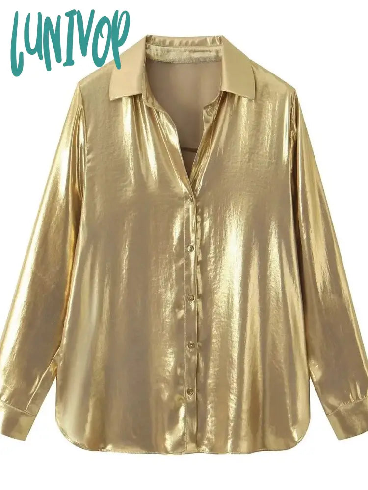 Lunivop Metal Satin Blouse Women Autumn New Long Sleeve Single Breasted Lapel Collar Blouses Female Fashion Casual Shirt Tops Soft Modal Blouse Lunivop Metal Satin Blouse Women Autumn New Long Sleeve Single Breasted Lapel Collar Blouses Female Fashion Casual Shirt Tops Soft Modal Blouse