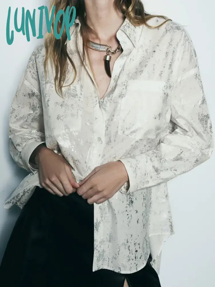 Lunivop Metal Series Poplin Shirt Women New Long Sleeve Button Up Lapel Collar Pocket White Blouse Female Elegant Fashion Blouses Polished Work Blouse Lunivop Metal Series Poplin Shirt Women New Long Sleeve Button Up Lapel Collar Pocket White Blouse Female Elegant Fashion Blouses Polished Work Blouse
