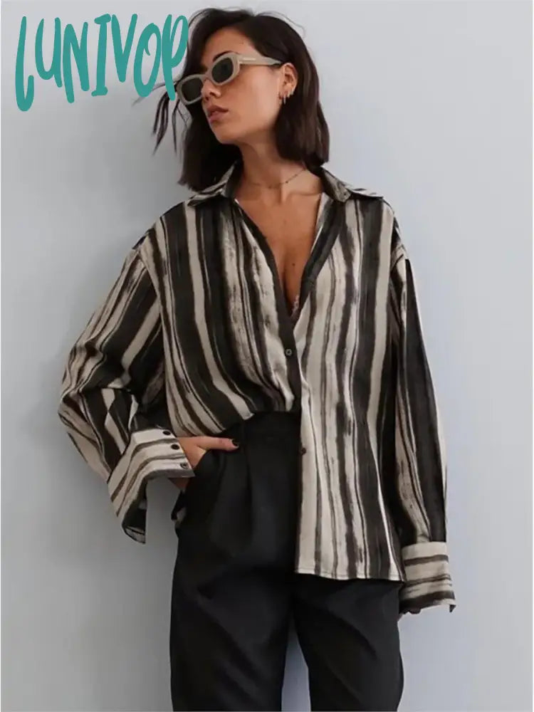 Lunivop Striped Printed Shirt 2024 Spring New Long Sleeve Single Breasted Lapel Collar Casual Blouses Vintage Fashion Office Lady Blouse Peter Pan Blouse Lunivop Striped Printed Shirt 2024 Spring New Long Sleeve Single Breasted Lapel Collar Casual Blouses Vintage Fashion Office Lady Blouse Peter Pan Blouse