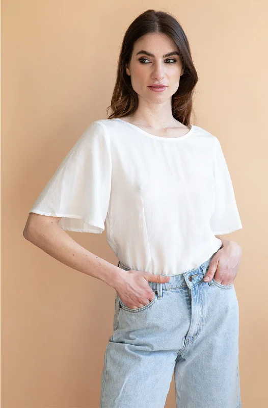 Lys Reversible Blouse White Elegant Office Blouse