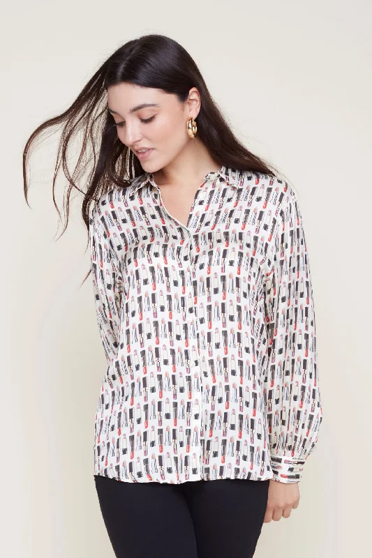 Printed Longsleeve Blouse Chic Wrap Blouse