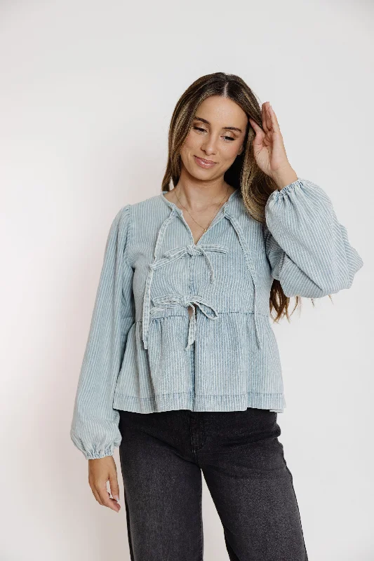Ramsey Blouse in Denim Stripe Loose Fit Blouse