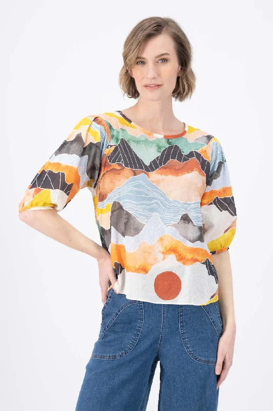 Vista Blouse Orange in Seersucker Modern Work Blouse