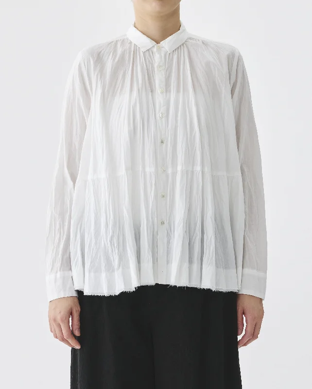 WASHED LAWN BLOUSE / OFF WHITE Elegant Peplum Blouse