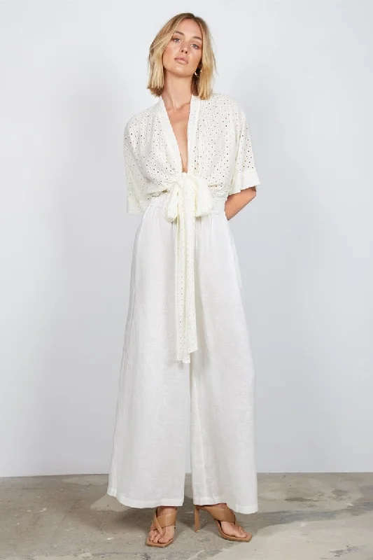Wish - Jolie Tie Blouse - Ivory Lightweight Chiffon Blouse