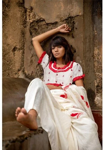 Bindi Jamdani Blouse Modern Work Blouse