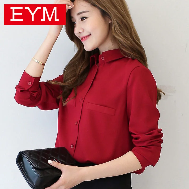 Brand Women Blouse 2017 New Casual Women's Long Sleeved Solid Shirt Plus Size Blouses Ladies Office OL Style Shirts Blusas Smart Business Blouse