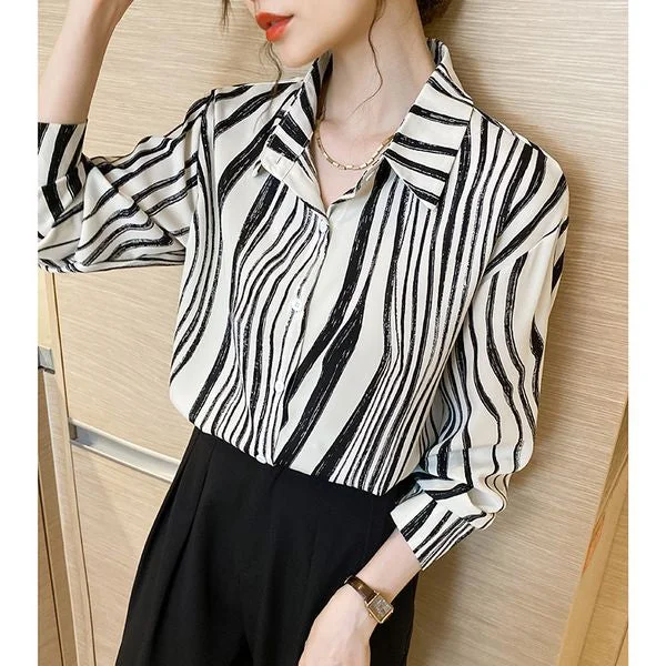 Fashion Stripe Matching White Blouse for women Chic Sleeveless Blouse
