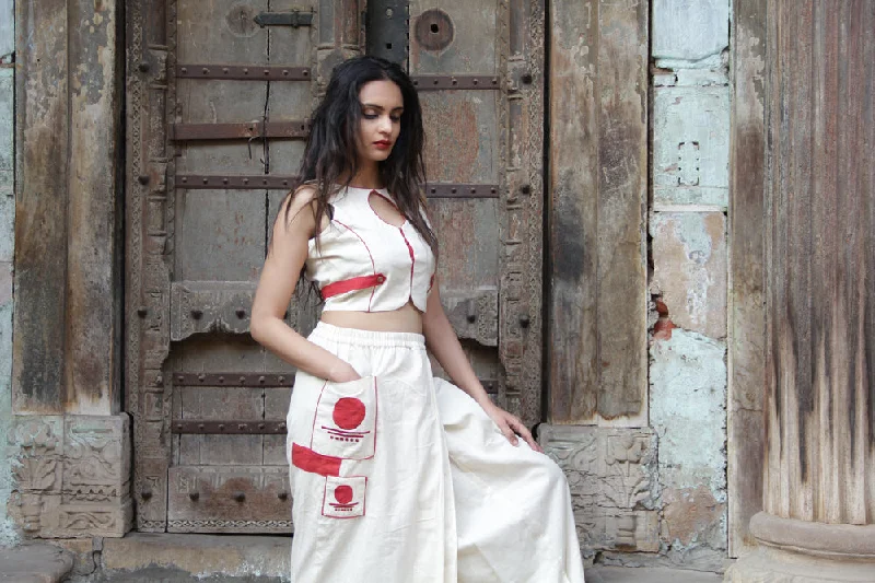 Handloom Sleeveless Blouse Off White Side Tie Blouse