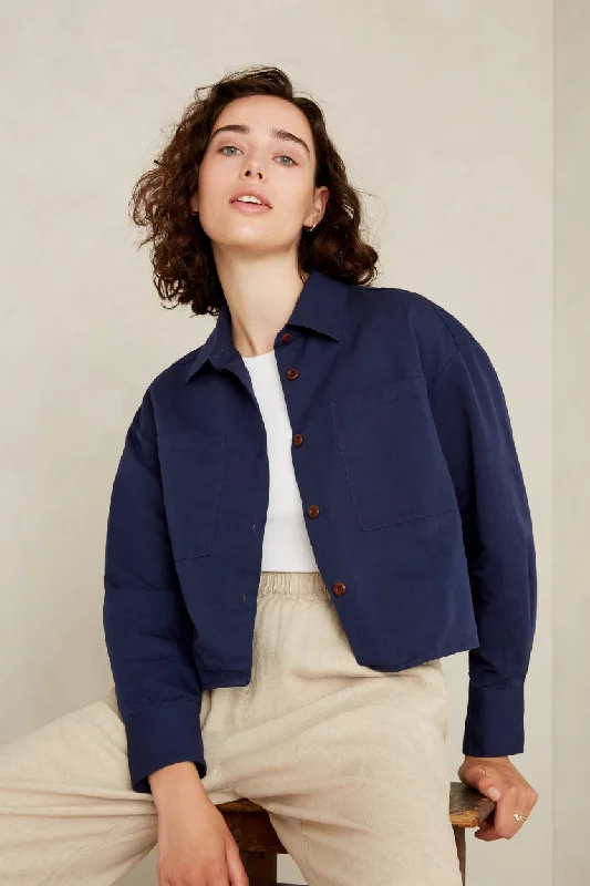 Quinn Blouse Navy Off-Shoulder Wrap Blouse