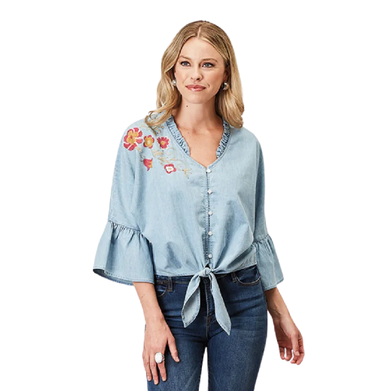 Roper Women's Cotton Denim Blue Blouse Airy Cotton Blouse