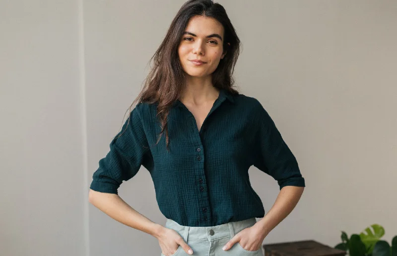 Guguan Blouse Deep Sea Turquoise Soft Knit Blouse