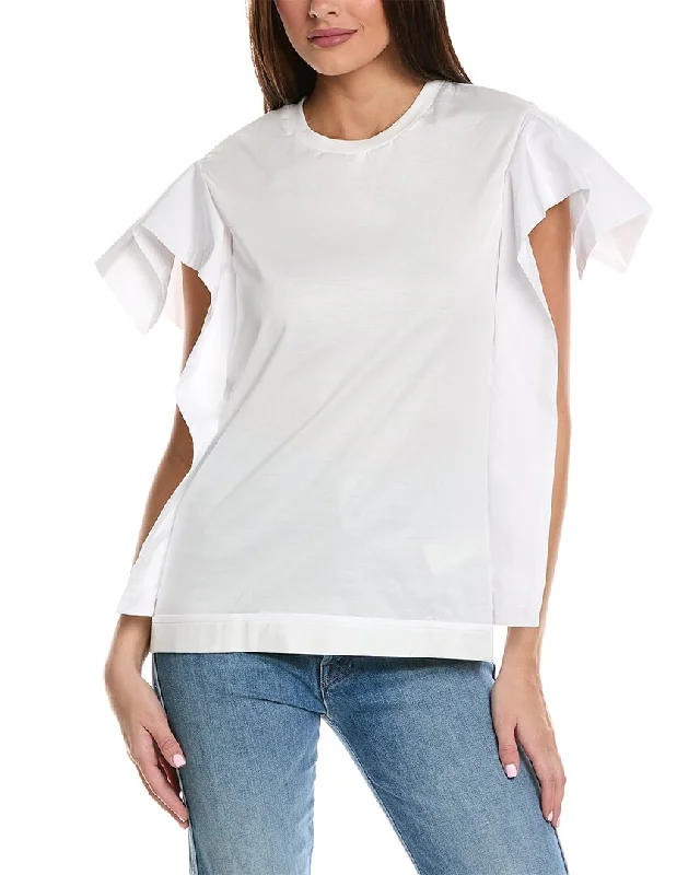 3.1 Phillip Lim Combo T-Shirt Denim Fabric Leather Fabric Suede Fabric