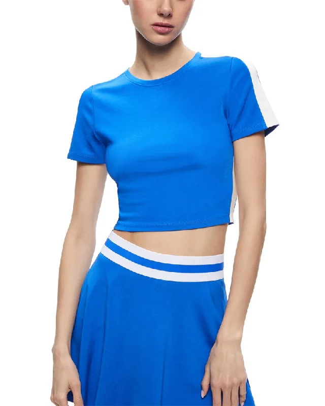 alice + olivia Cindy Classic Cropped T-Shirt Elasticated Padded Insulated