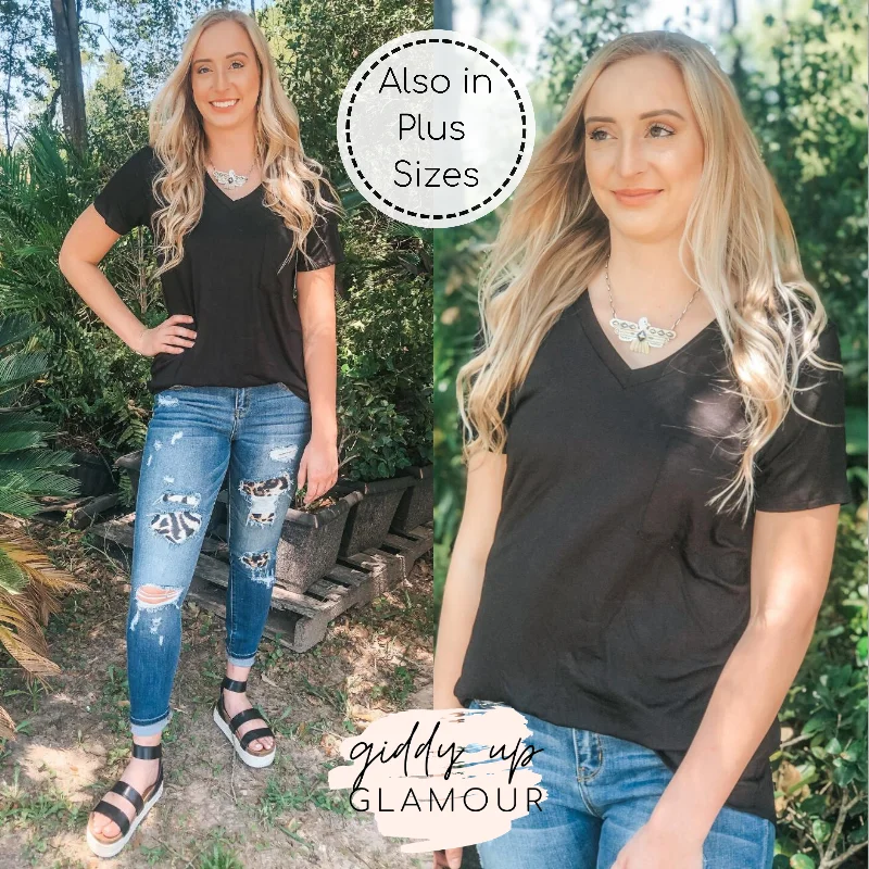 All Is Right Short Sleeve Pocket Tee in Black Zippered Buttoned Snapped