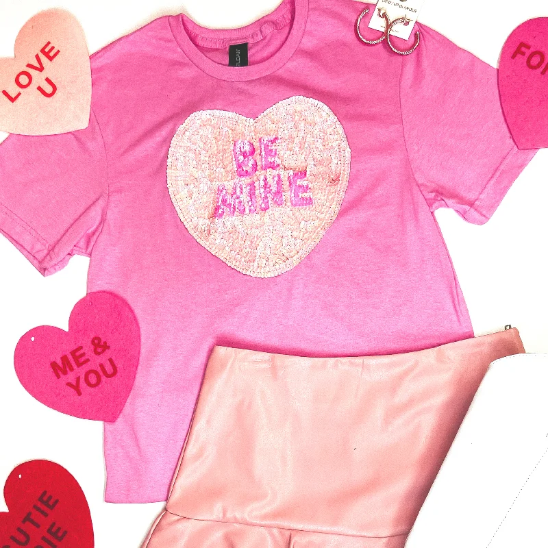 Be Mine Sequin Heart Short Sleeve Graphic Tee in Pink Chenille Blend Fleece Blend Nylon Blend Be Mine Sequin Heart Short Sleeve Graphic Tee in Pink Chenille Blend Fleece Blend Nylon Blend