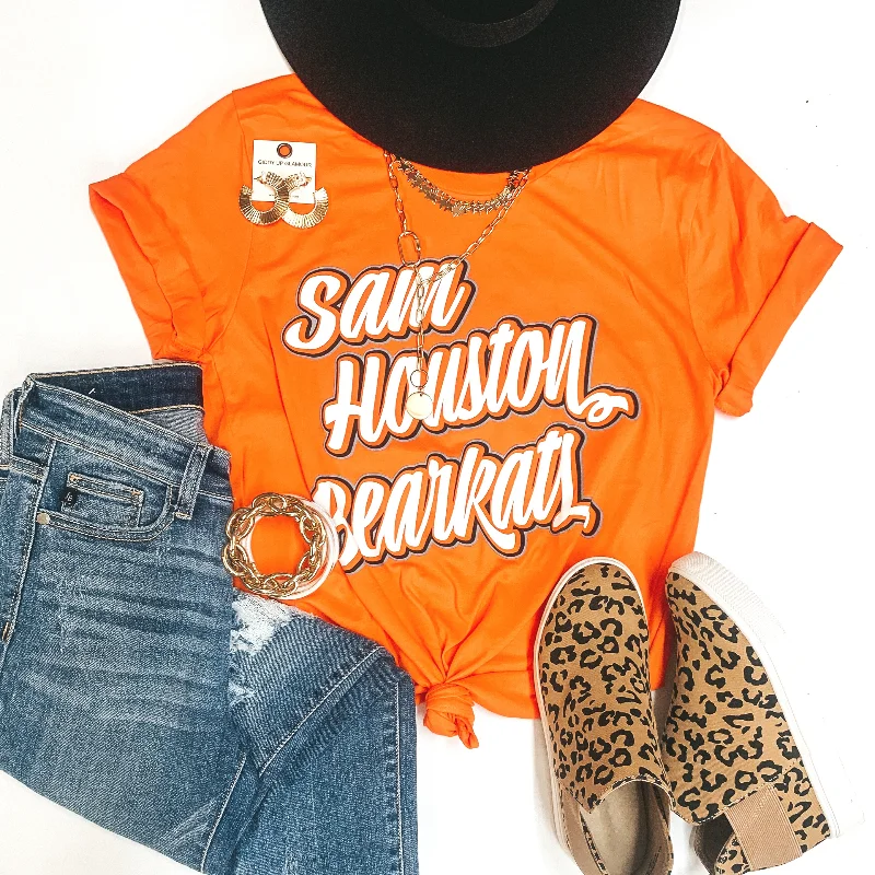 Bearkat Game Day | Sam Houston Bearkats Short Sleeve Graphic Tee in Orange Boxy Fit Fitted Loose Bearkat Game Day | Sam Houston Bearkats Short Sleeve Graphic Tee in Orange Boxy Fit Fitted Loose