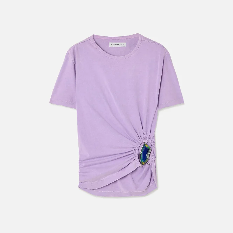 Christopher Esber Washed Moodstone Tee - Grape Polka Dot Checkered Tartan