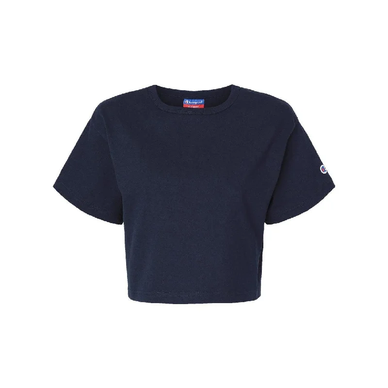 Champion Women's Heritage Jersey Crop T-Shirt Elasticated Padded Insulated