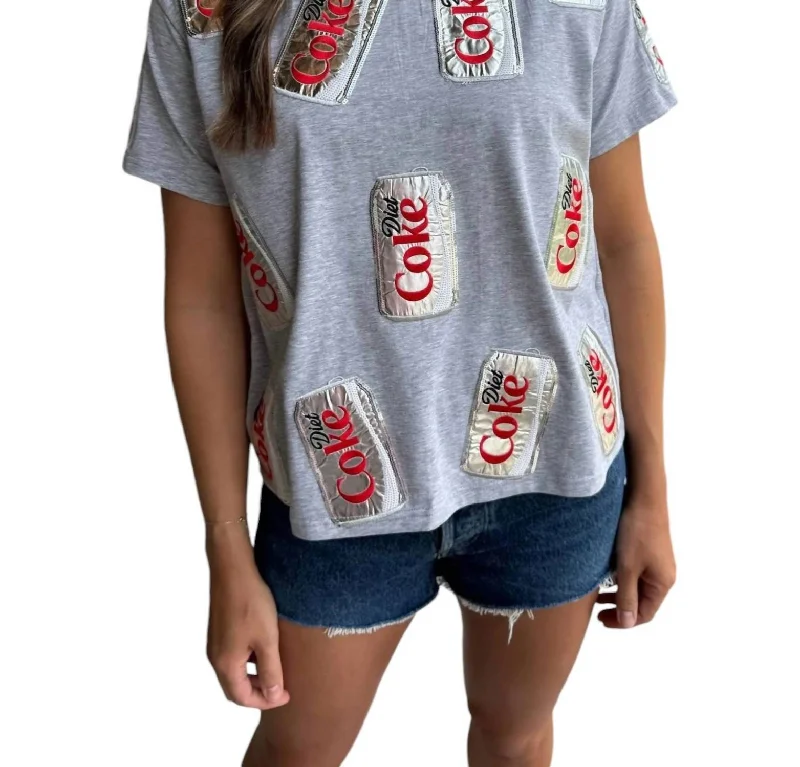 Diet Coke Tee In Grey Lace Blend Ribbed Blend Corduroy Blend
