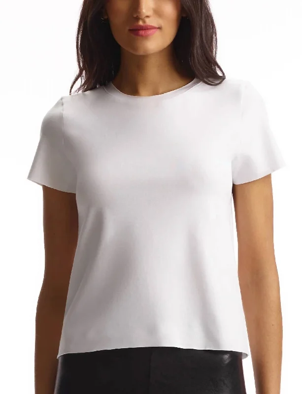 Essential Cotton Crewneck Tee In White Embroidered Appliqued Beaded