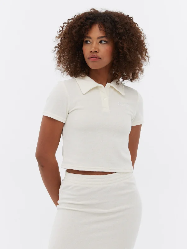 Filby Terry Crop Polo T-Shirt Graphic T-Shirt Round Neck Polyester