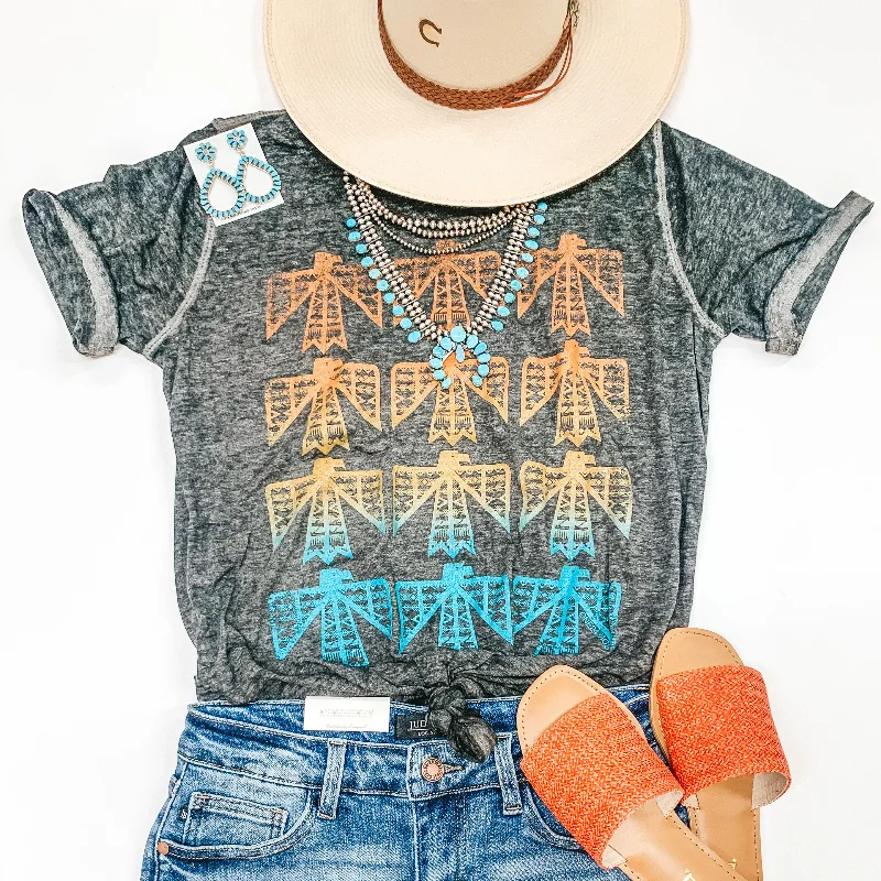 The Winnebago Thunderbird Wave Short Sleeve Graphic Tee in Charcoal Grey Striped Floral Plaid The Winnebago Thunderbird Wave Short Sleeve Graphic Tee in Charcoal Grey Striped Floral Plaid