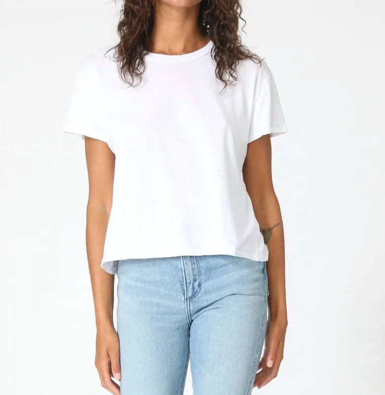 Harley Boxy Crew Tee In White Embroidered Appliqued Beaded