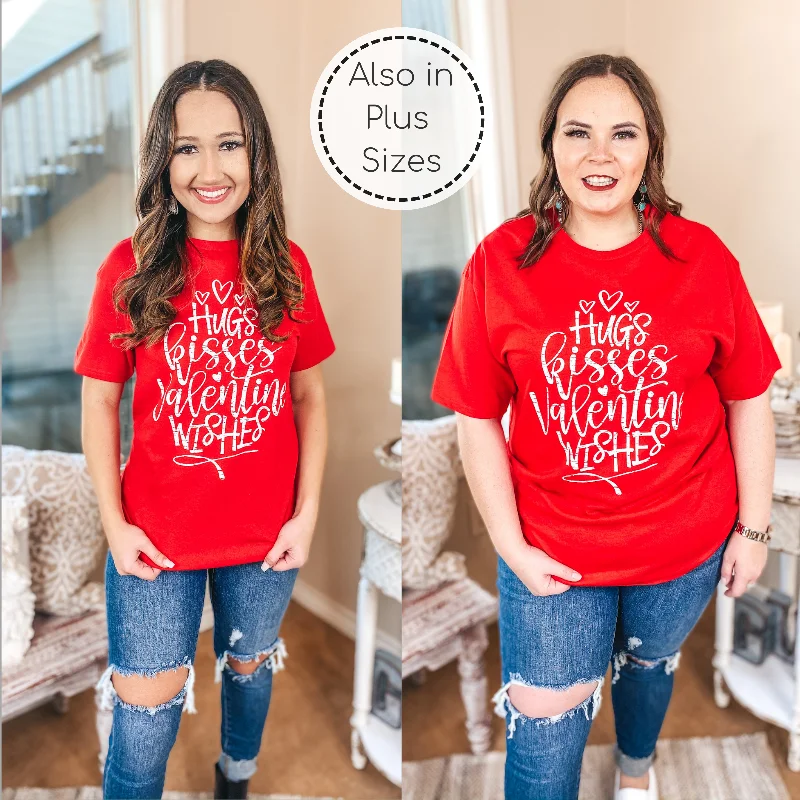 Hugs, Kisses, and Valentine Wishes Graphic Tee in Red Real Fur Shearling Chenille