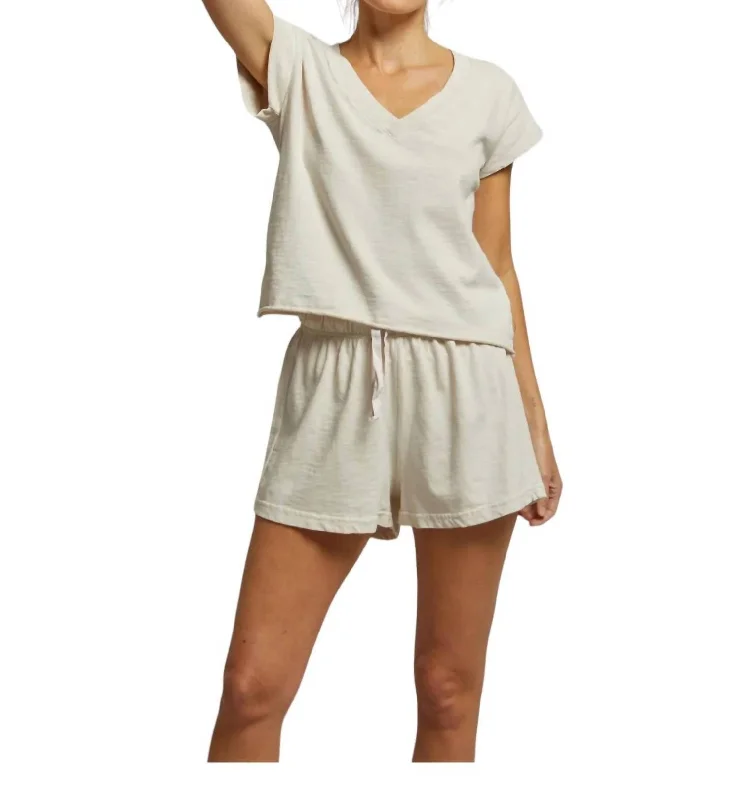 Japanese Jersey Pearl Tee In Sugar Embroidered Appliqued Beaded