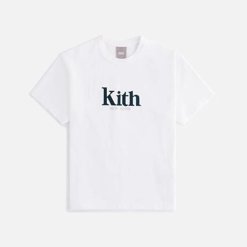 Kith Women Mott New York Tee II - White Rayon Fabric Velvet Fabric Corduroy Fabric