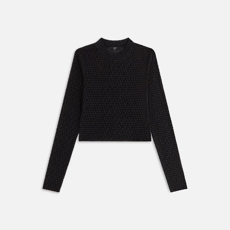 Kith Women Mulberry Monogram Mesh Long Sleeve Tee - Black Chenille Brocade Lace