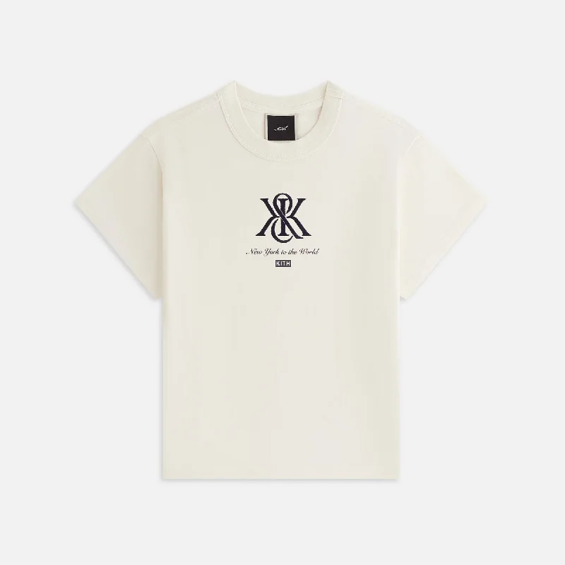 Kith Women Mulberry Crest Vintage Tee - Muslin Graphic T-Shirt Round Neck Polyester
