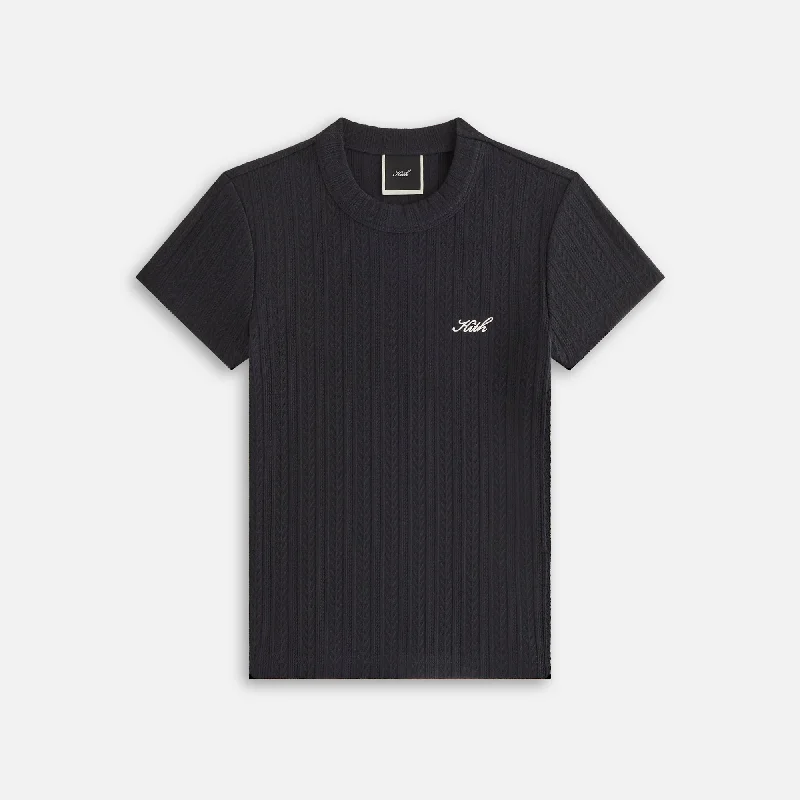 Kith Women Mulberry IV Pointelle Tee - Black Real Fur Shearling Chenille
